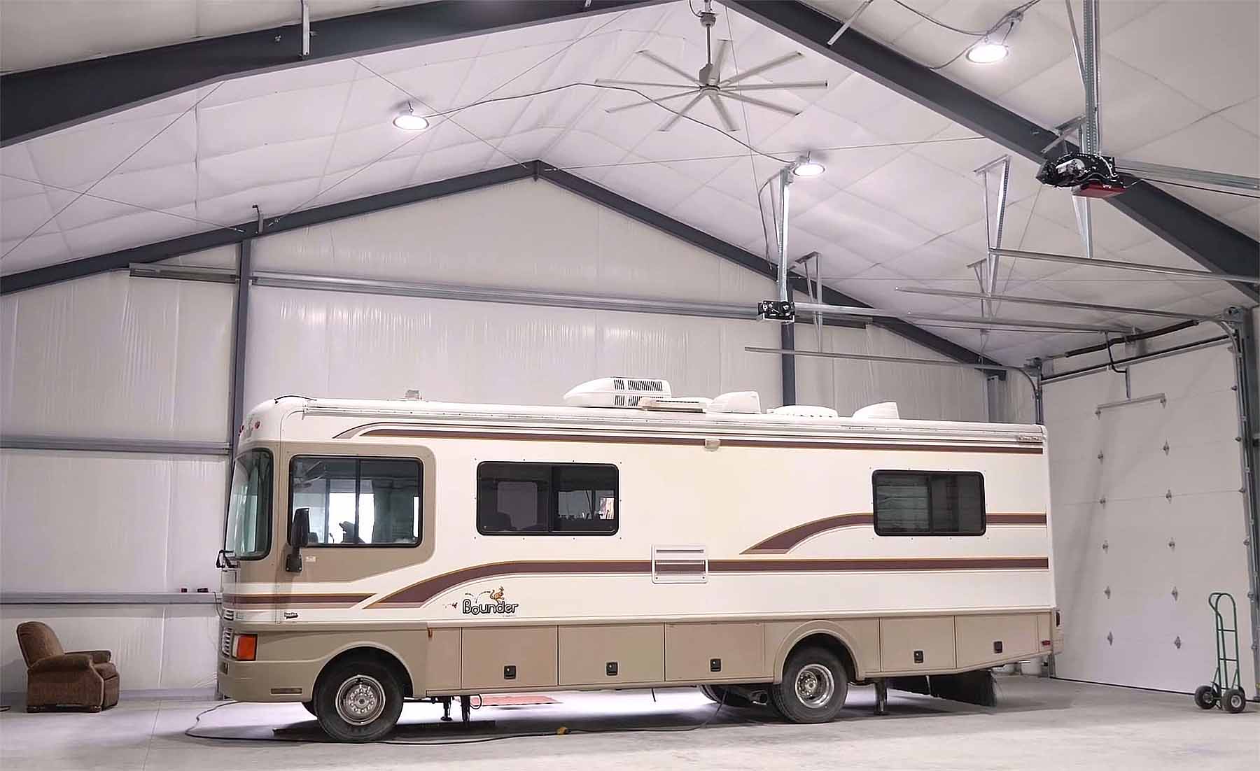 olorado RV Storage Barndominium Great Western Buildings Steel Kit with finished interior and RV inside