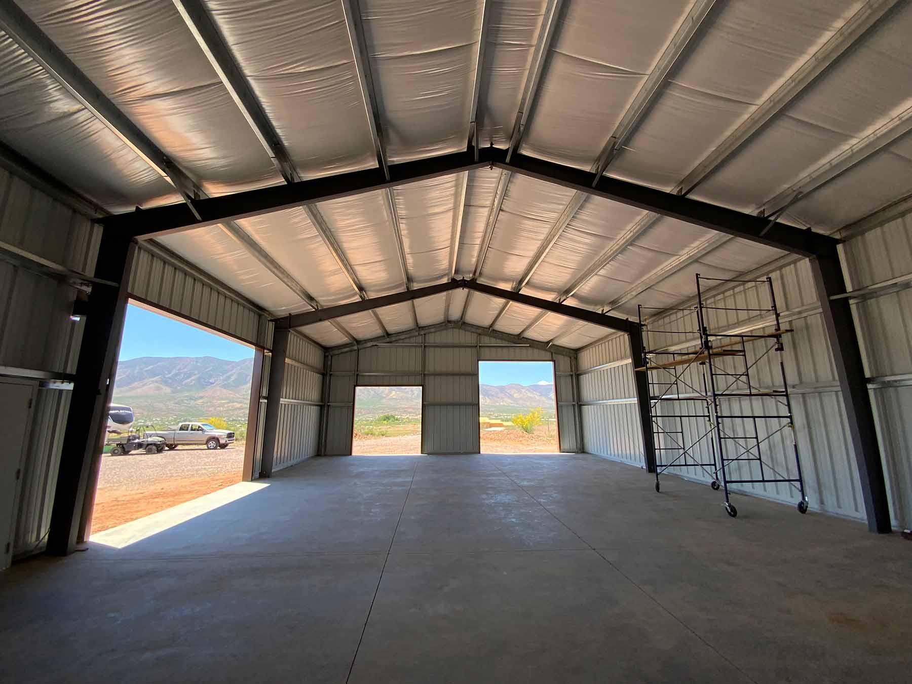 Interior of a Steel Metal Building kit from Great Western Building Systems