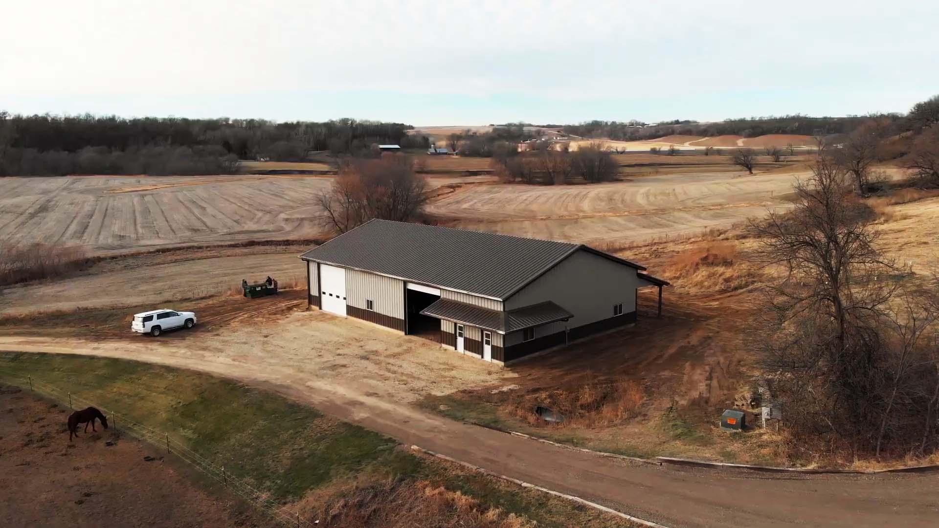 Great Western Buildings Shop Aerial View Minnestoa Steel Building Front