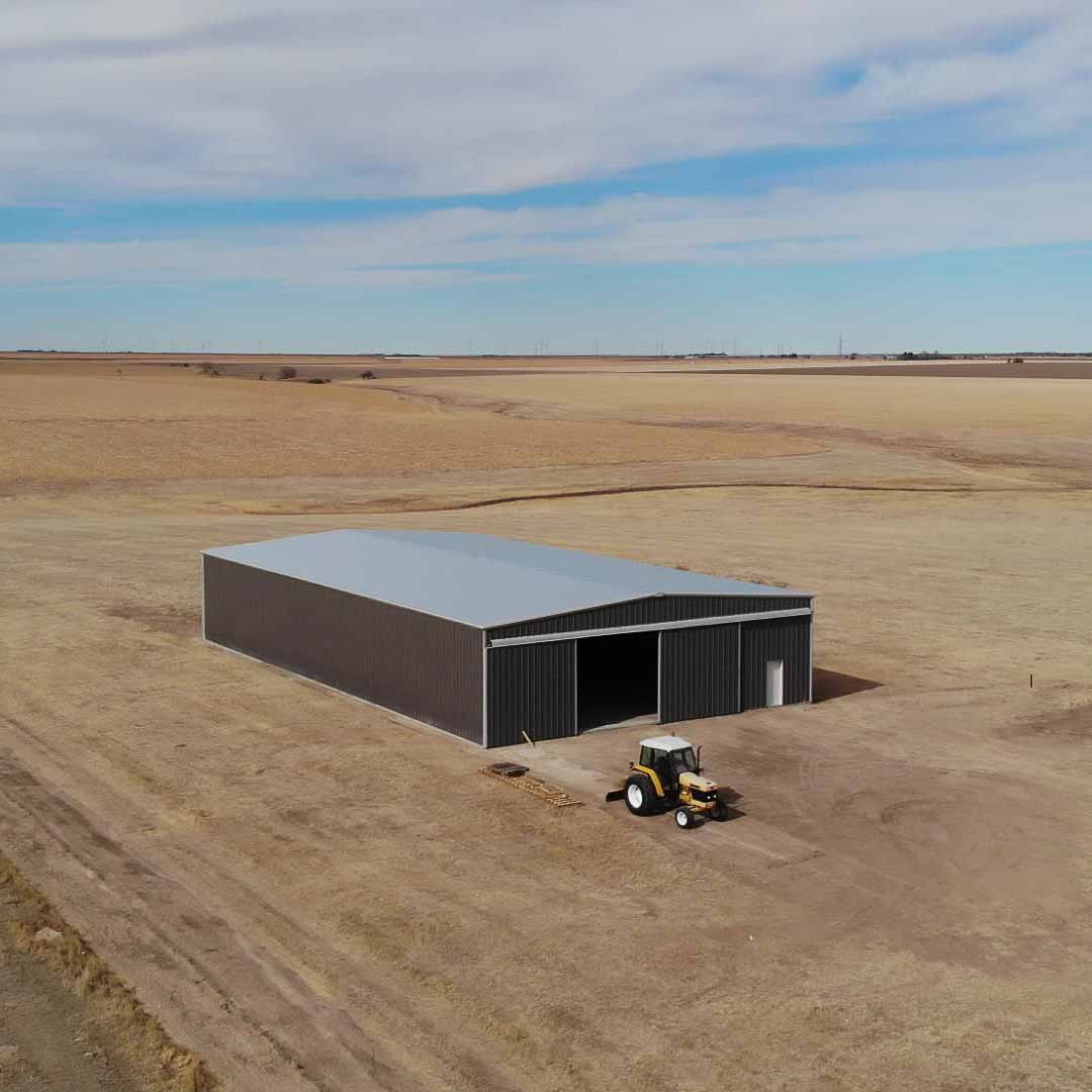 Great Western Buildings Steel metal farm building in rural kansas farm