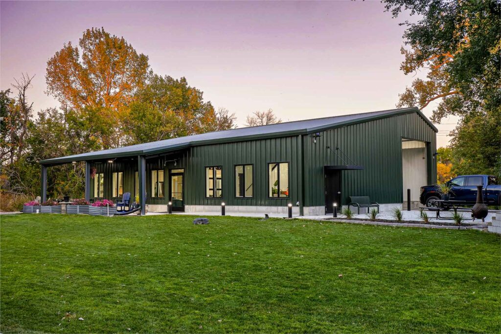 Custom steel metal building fully furnished barndominium by Great Western Buildings