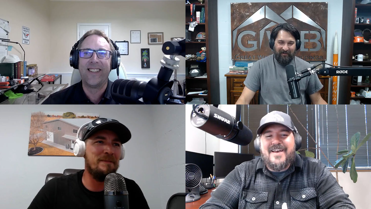 Eric Beavers, Jared Miller, Aaron Kauti, and Justin Larwick from Great Western Buildings on The Metal Building Show