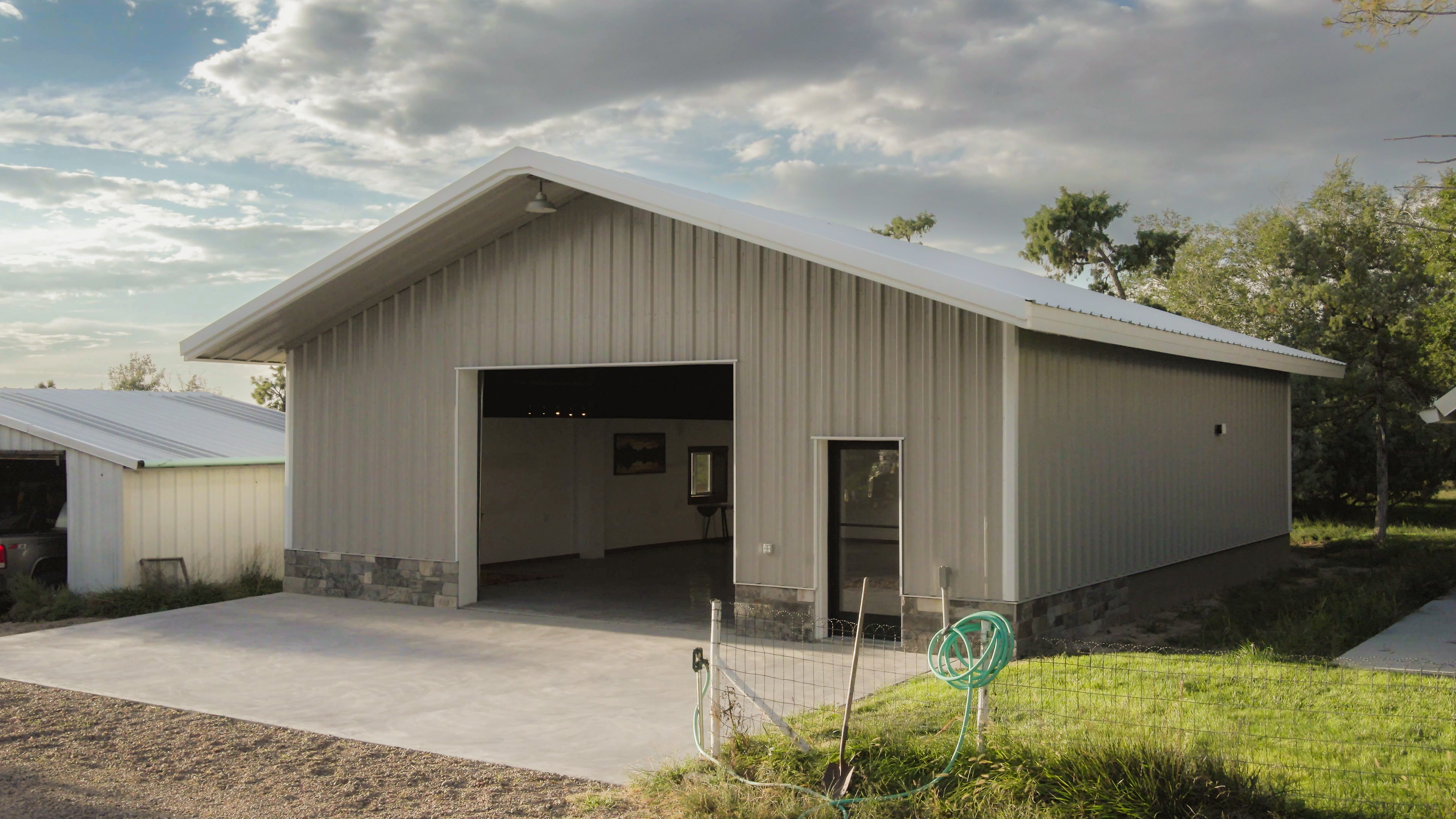 Great Western Buildings Steel Barndominium in Colorado front 3/4 view