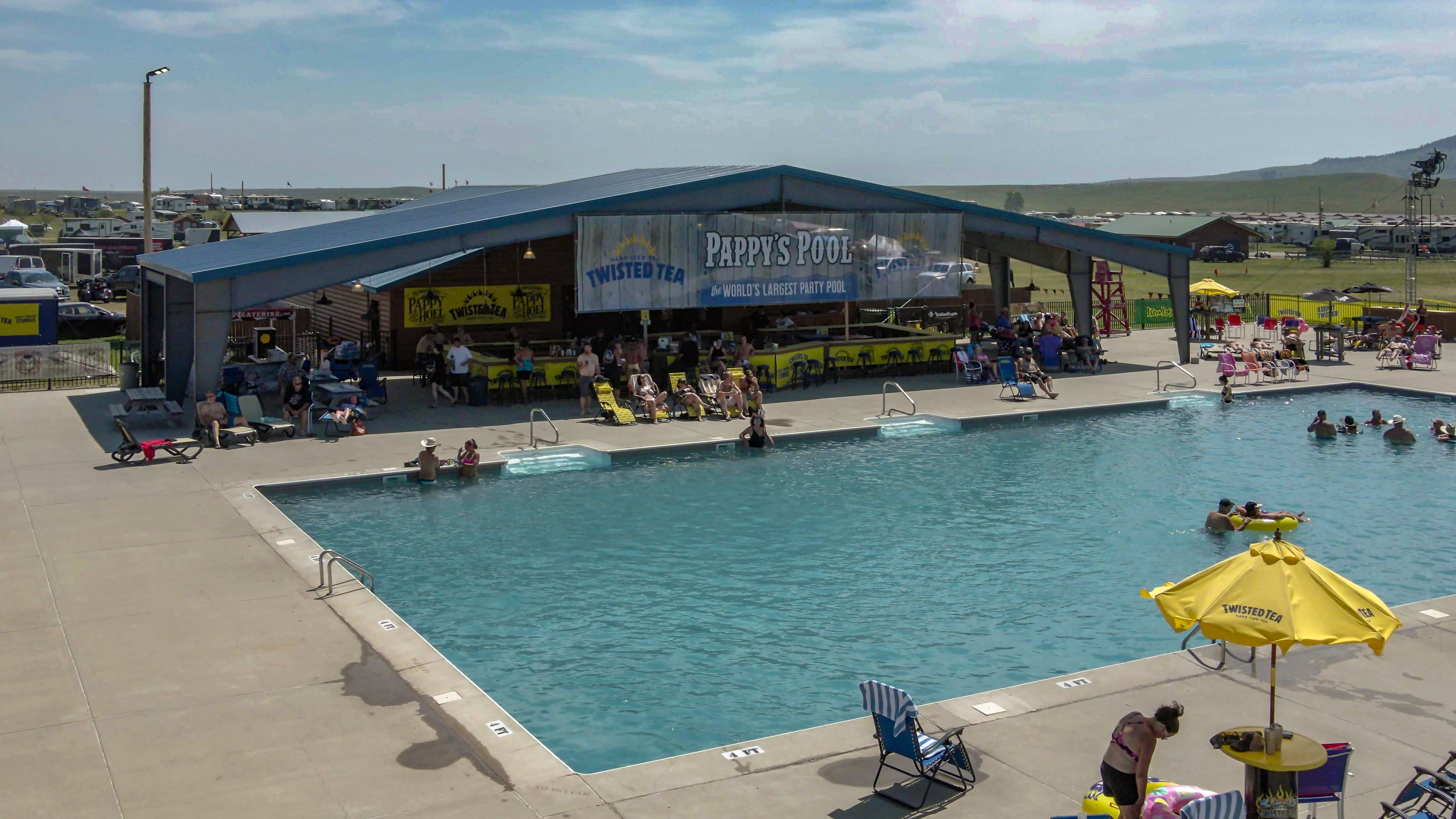Pappy Hoel campground world's largest party pool for Sturgis Motorcycle Rally