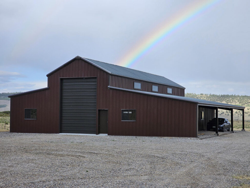 Custom steel metal barn kit in Colorado by Great Western Building Systems side profile