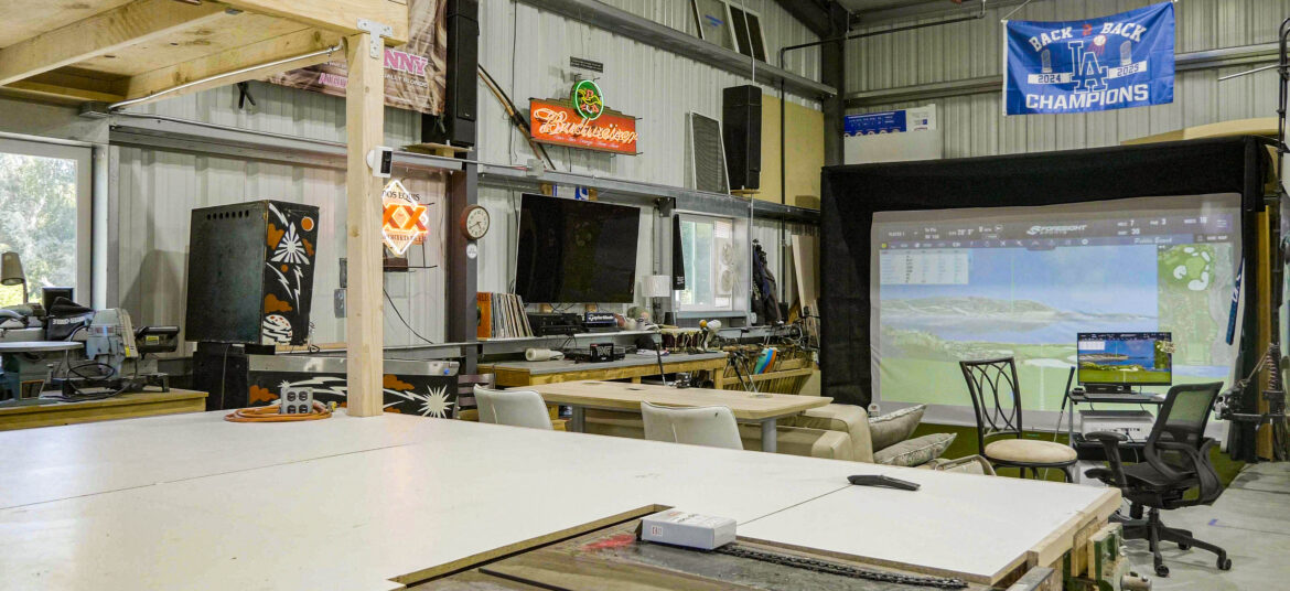 Great Western Buildings Steel Building in California with Rock Wall and Golf Simulator-2